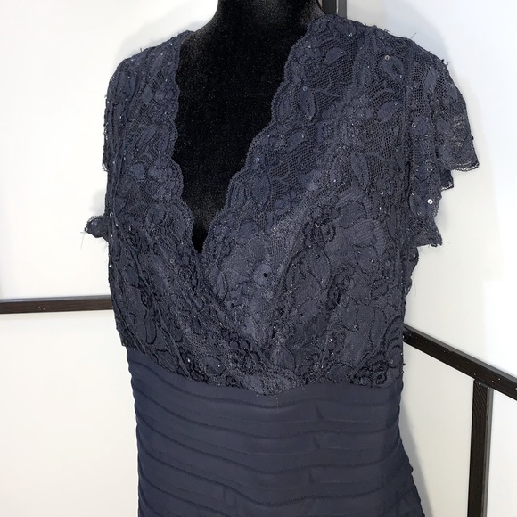 Laura Plus Dresses & Skirts - Laura Navy Dress w Accent Upper Lace Details